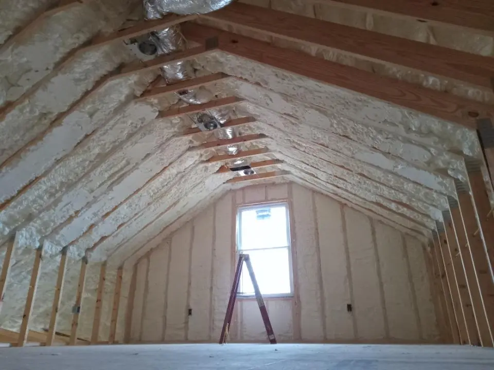 Spray foam roofing application for Crawl Space Insulation project in Port Jefferson